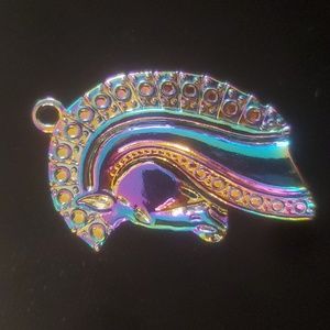 New Rainbow Plated Silver Carved Horse Pendant.